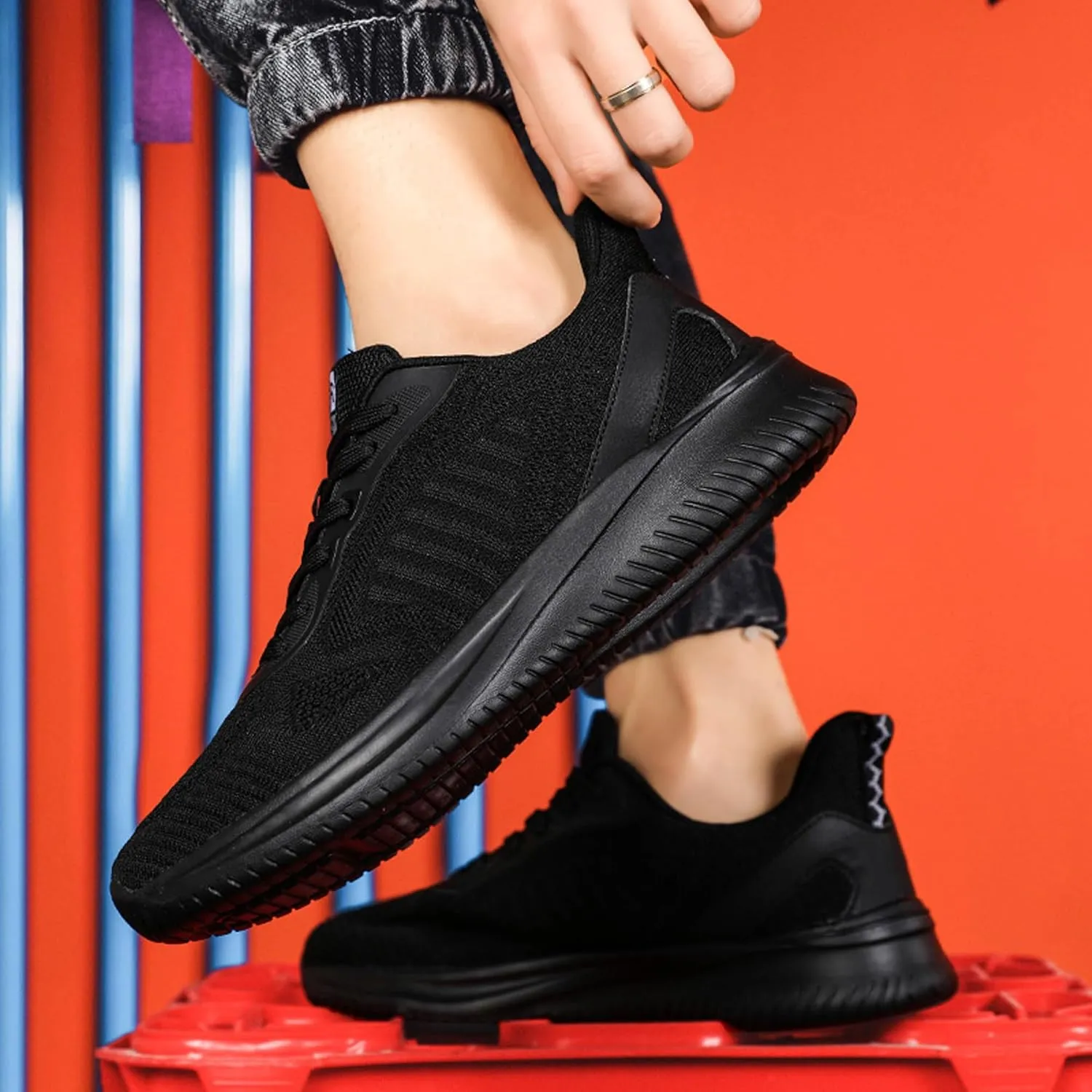 Men's Lace Up Lightweight Anti Slip Arch Support Casual Breathable Fitness Cushioning Training Sports Running Shoes, Park Walking Shoes, Street Sports Basketball Shoes