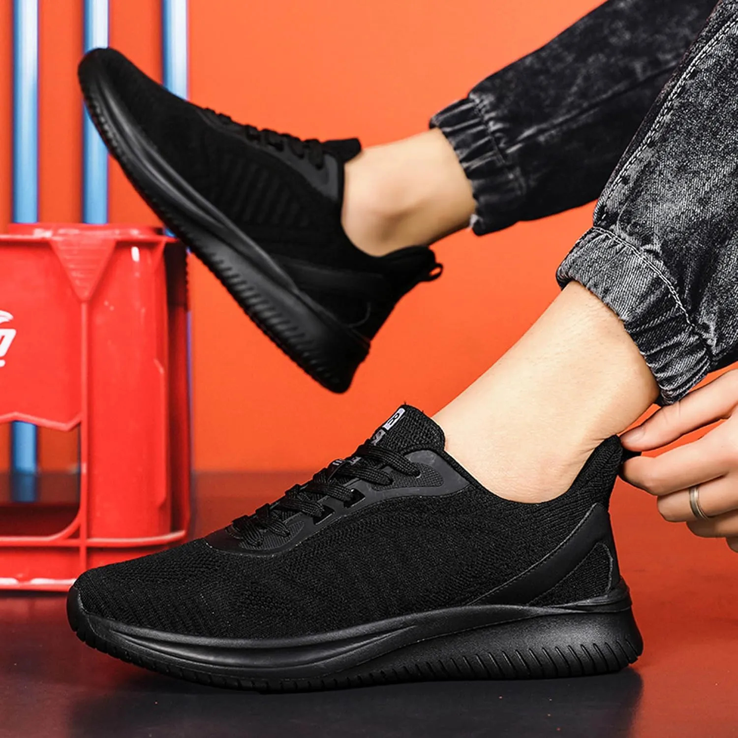 Men's Lace Up Lightweight Anti Slip Arch Support Casual Breathable Fitness Cushioning Training Sports Running Shoes, Park Walking Shoes, Street Sports Basketball Shoes