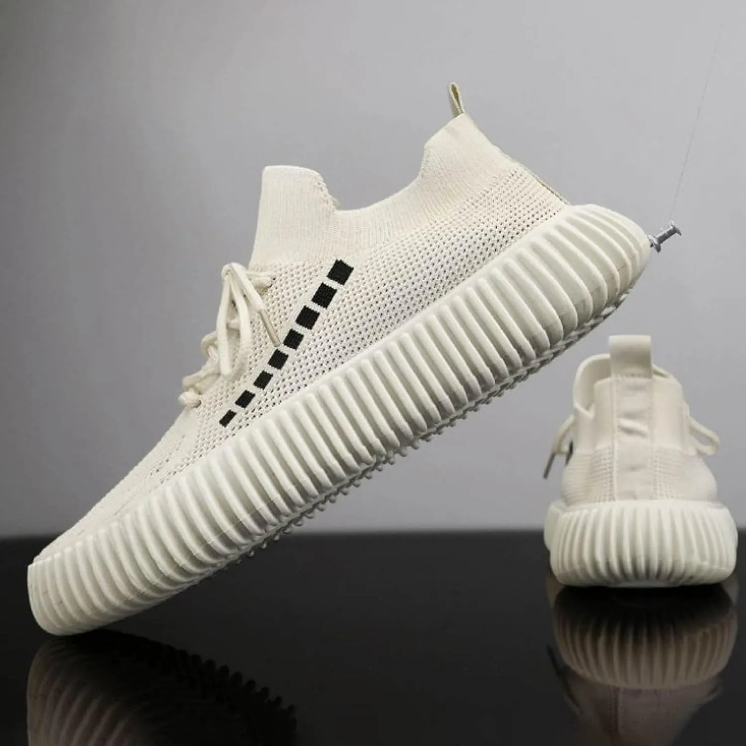 Men's Lace Up Memory Foam Sneakers Breathable Casual Comfortable Walking Sneaker Arch Support Plantar Fasciitis
