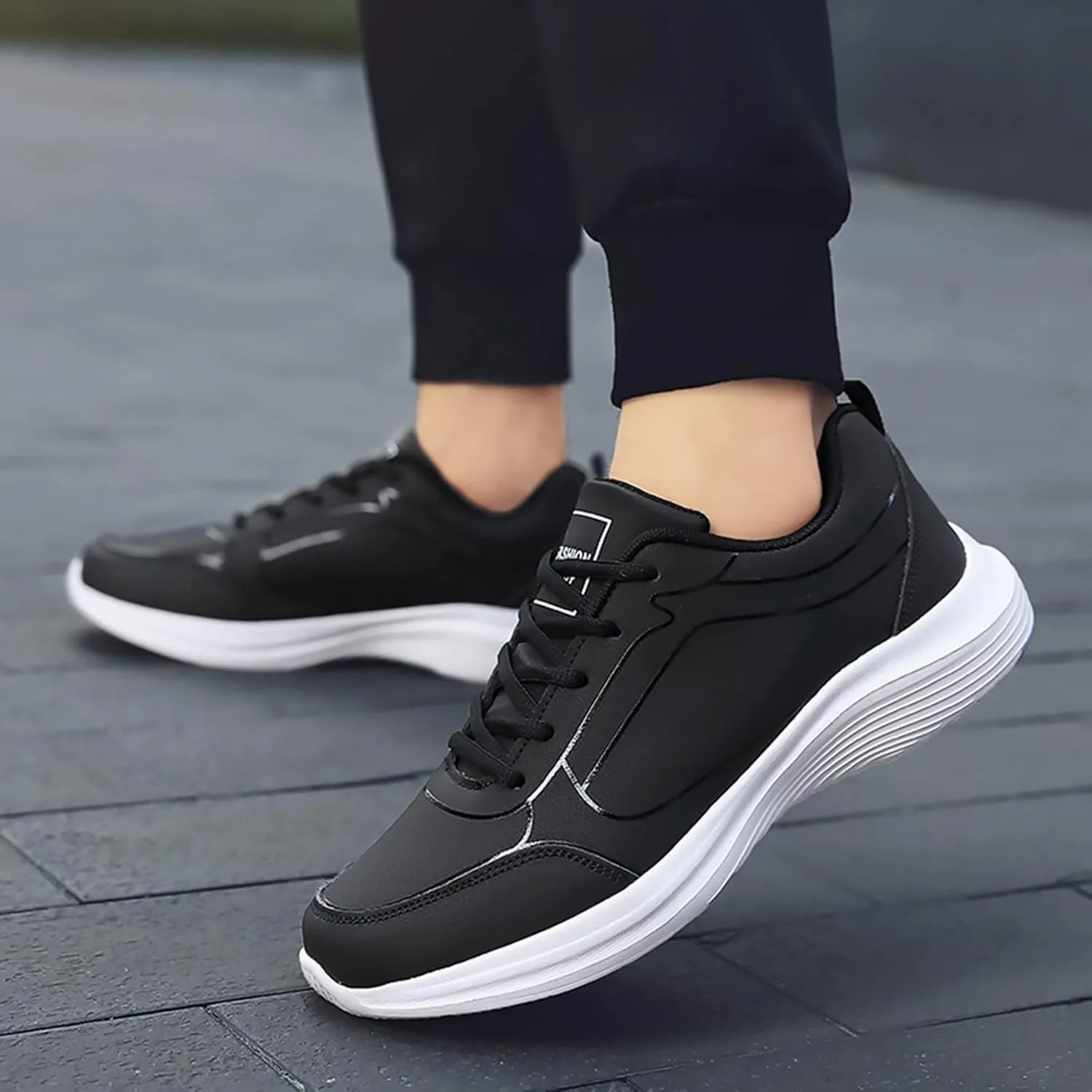 Men's Lace Up Memory Foam Sneakers Breathable Elastic Fly Woven Mesh Sneaker Breathable Diabetic Shoes for Men
