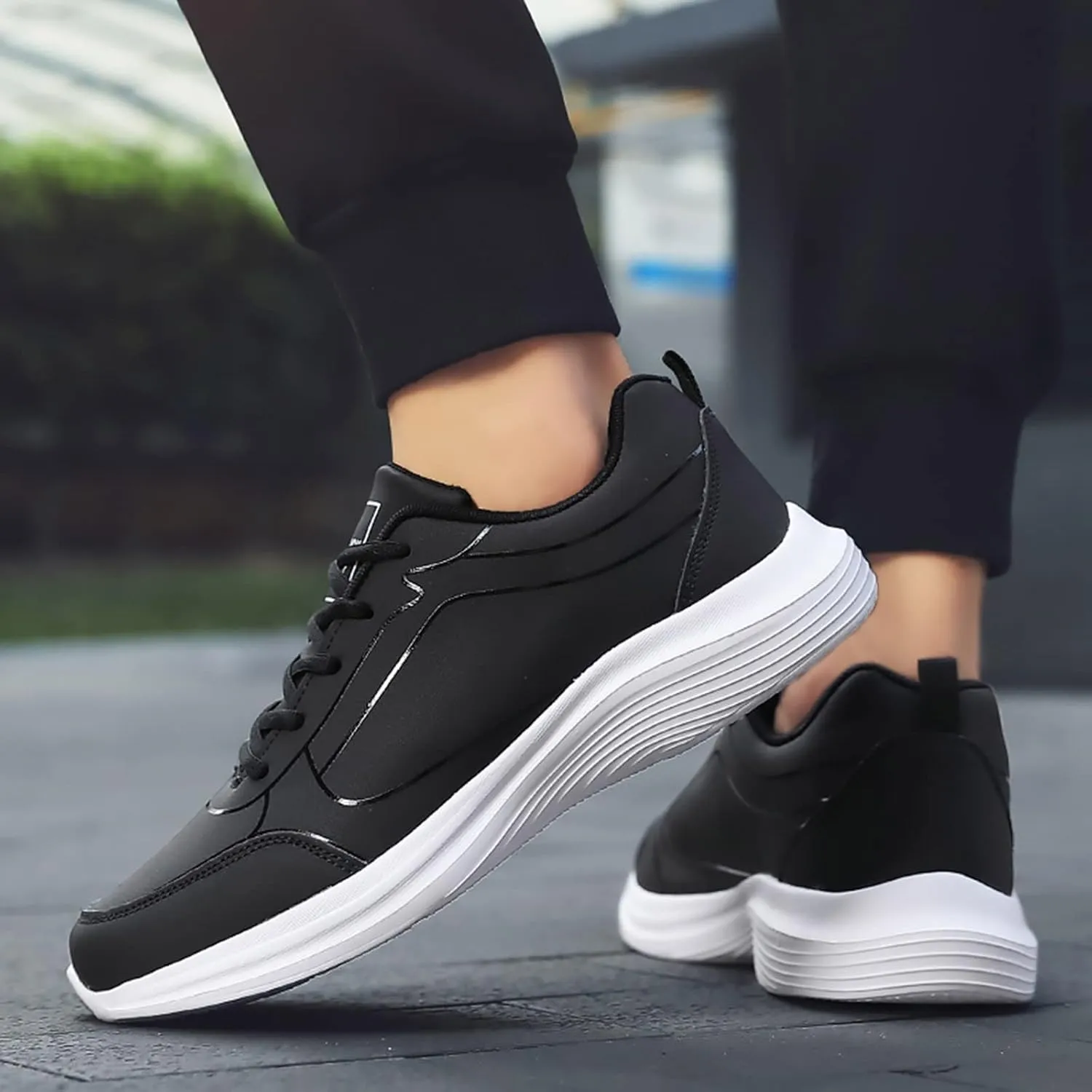 Men's Lace Up Memory Foam Sneakers Breathable Elastic Fly Woven Mesh Sneaker Breathable Diabetic Shoes for Men