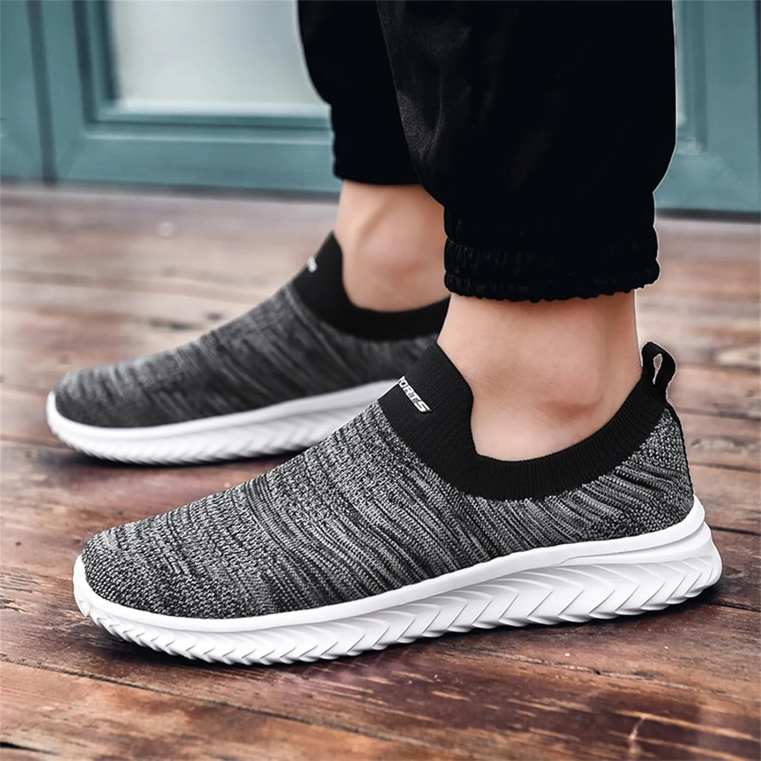 Men's Lightweight Cushion Sneakers Breathable Elastic Fly Woven Mesh Sneaker Men's Sport Breathable Mesh Shoes
