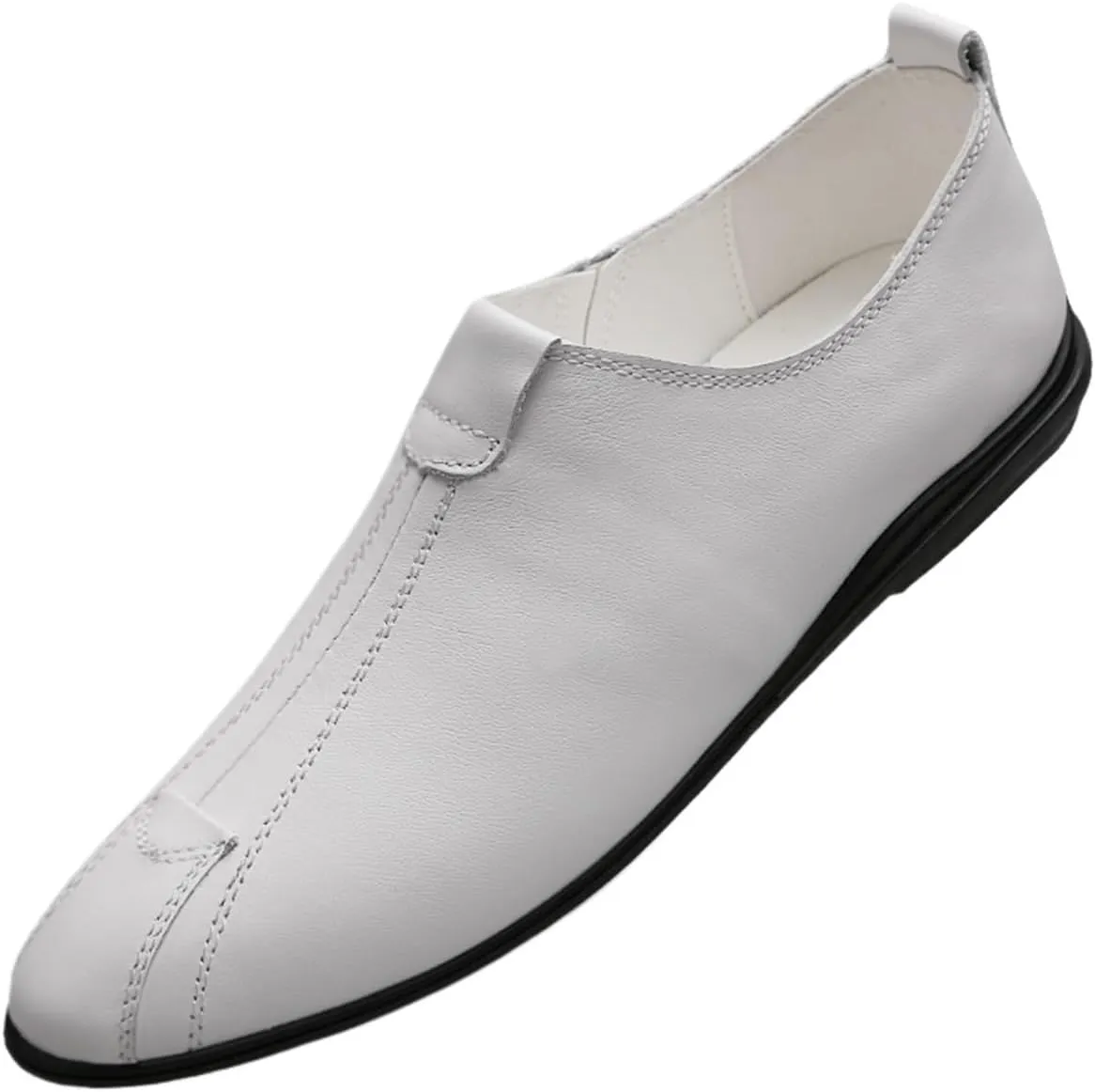Men's Lightweight Leather Loafers - Classic Driving Shoes with Flexible Fit, Stitching Details, and Comfortable Slip-Ons for Everyday Wear