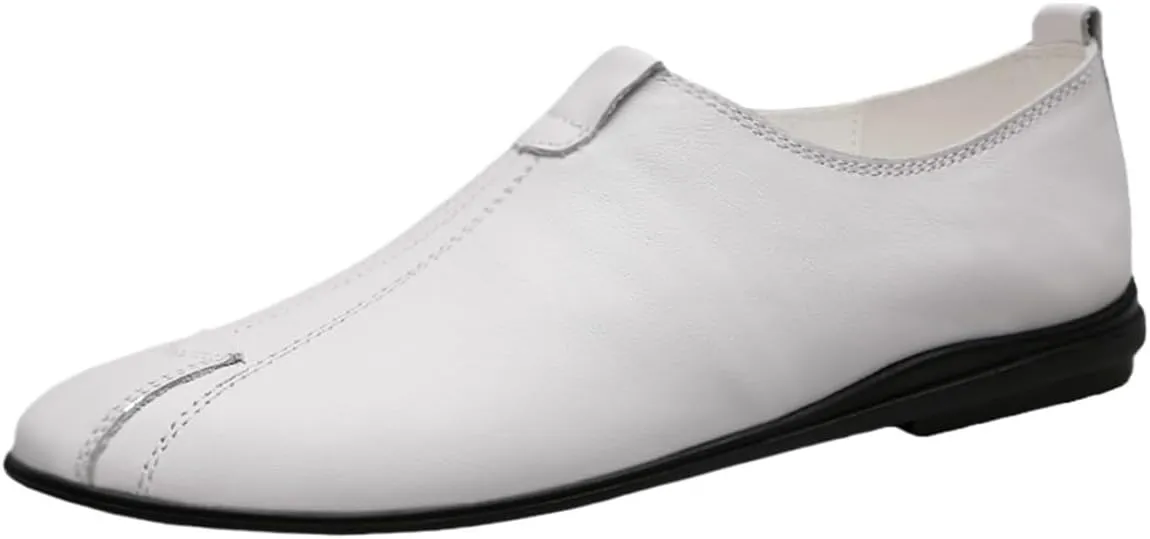 Men's Lightweight Leather Loafers - Classic Driving Shoes with Flexible Fit, Stitching Details, and Comfortable Slip-Ons for Everyday Wear