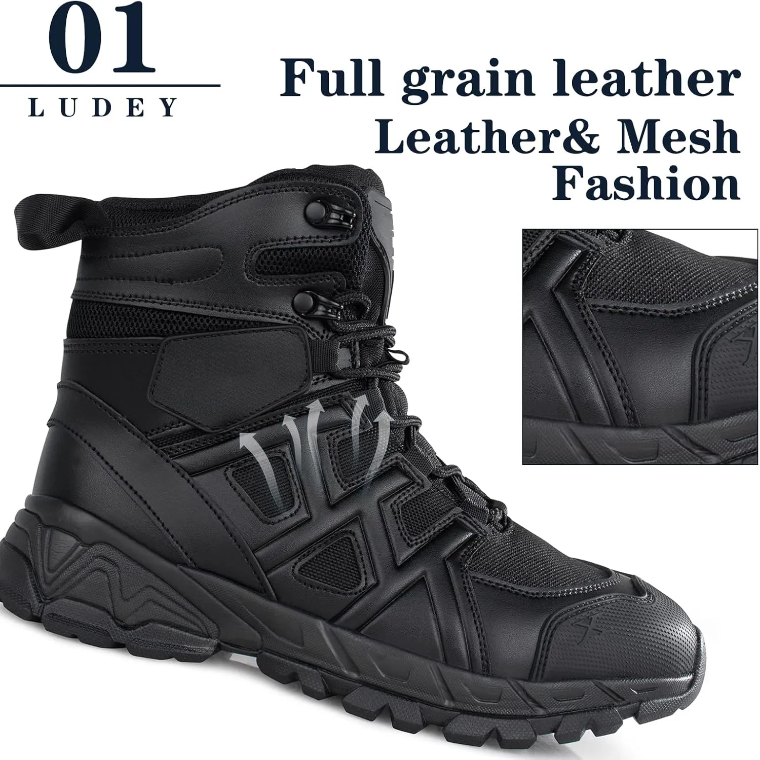 Men's Lightweight Tactical Hiking Boots Waterproof Military Outdoor Motorcycle Desert Boots Durable Comfortable for Combat Work All Season
