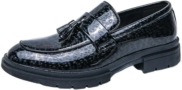 Mens Loafers British Style Tassels Round Toe Slip on Soft Sole Fashion Classic Formal Business Dress Wedding Groom Leather Shoes