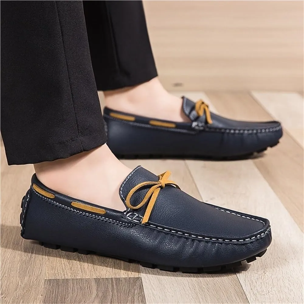 Men's Loafers Leather Stitching Details Deck Shoes Round Toe Flexible Comfortable Lightweight Prom Slip-ons