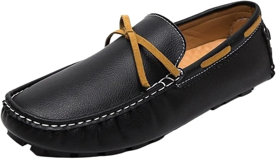 Men's Loafers Leather Stitching Details Deck Shoes Round Toe Flexible Comfortable Lightweight Prom Slip-ons