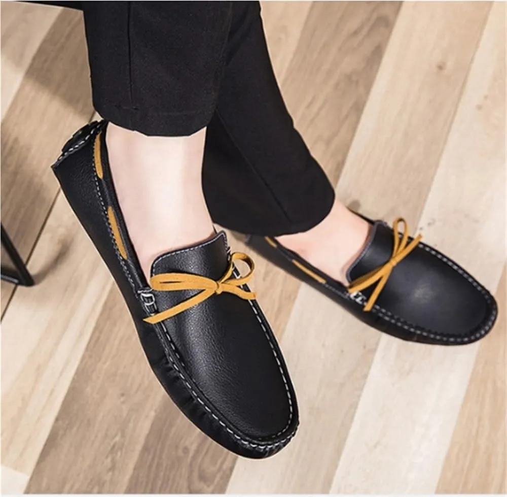 Men's Loafers Leather Stitching Details Deck Shoes Round Toe Flexible Comfortable Lightweight Prom Slip-ons