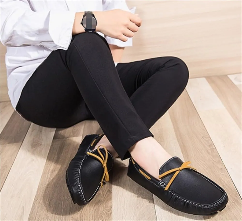 Men's Loafers Leather Stitching Details Deck Shoes Round Toe Flexible Comfortable Lightweight Prom Slip-ons