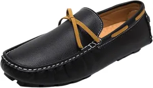 Men's Loafers Leather Stitching Details Deck Shoes Round Toe Flexible Comfortable Lightweight Prom Slip-ons