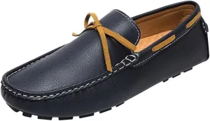 Men's Loafers Leather Stitching Details Deck Shoes Round Toe Flexible Comfortable Lightweight Prom Slip-ons