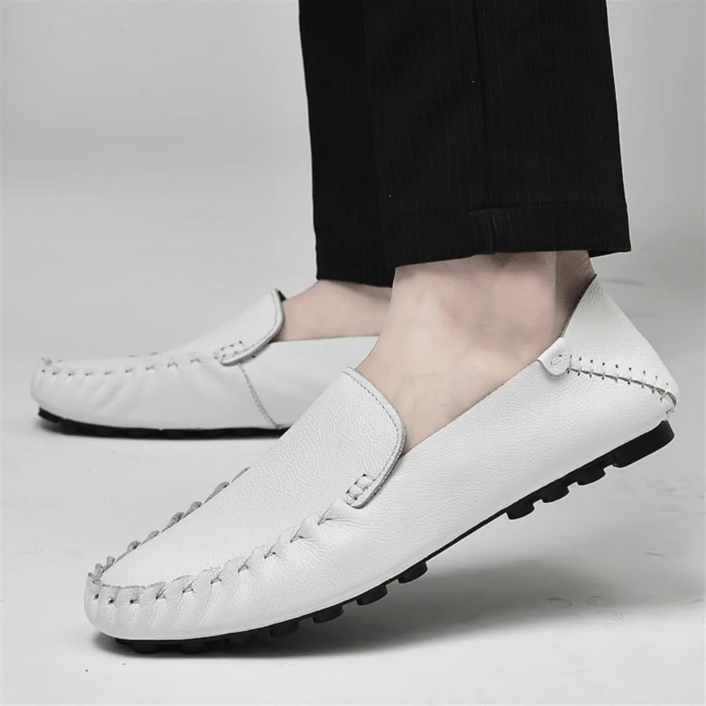 Men's Loafers - Lightweight Leather Moccasins with Flexible Fit, Anti-Slip Sole, and Stylish Design for Driving, Parties, and Casual Wear