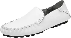 Men's Loafers - Lightweight Leather Moccasins with Flexible Fit, Anti-Slip Sole, and Stylish Design for Driving, Parties, and Casual Wear