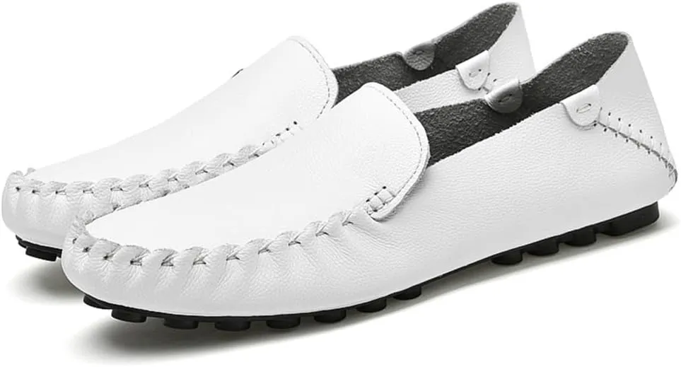 Men's Loafers - Lightweight Leather Moccasins with Flexible Fit, Anti-Slip Sole, and Stylish Design for Driving, Parties, and Casual Wear