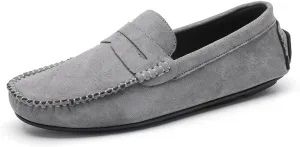 Mens Loafers Round Toe Suede Vamp Penny Driving Loafers Lightweight Flat Heel Flexible Party Slip-ons