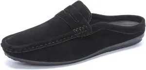 Men's Loafers Round Toe Suede Vamp Penny Half Loafers Shoes Slip Resistant Lightweight Flexible Walking Slip-on