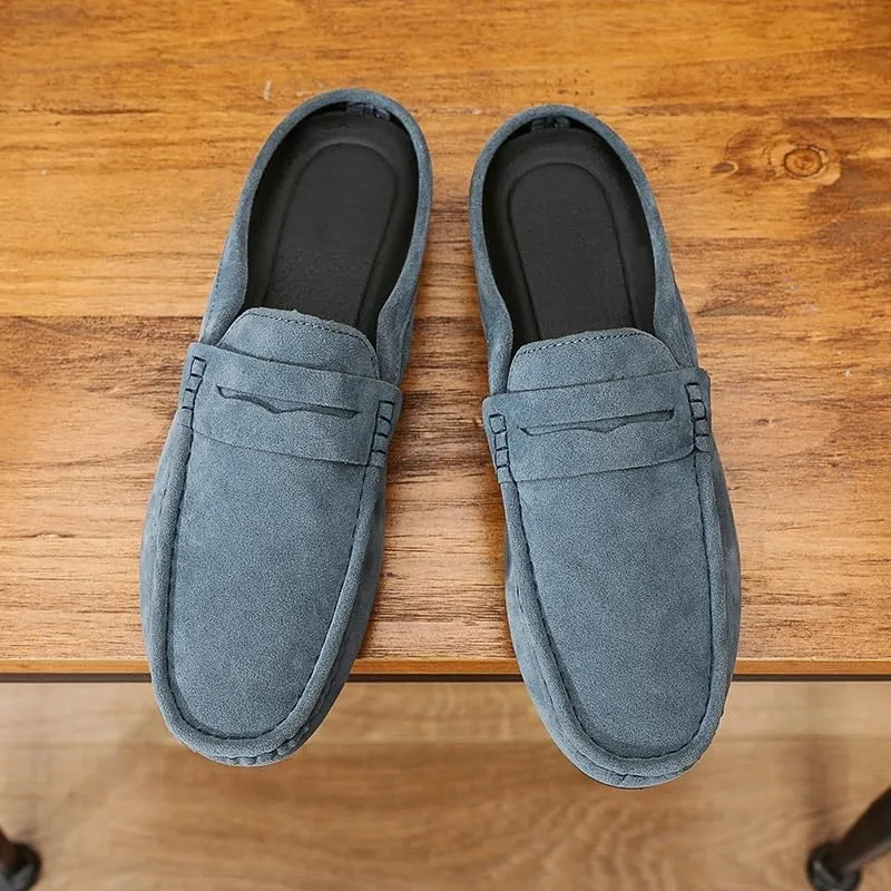 Men's Loafers Round Toe Suede Vamp Penny Half Loafers Shoes Slip Resistant Lightweight Flexible Walking Slip-on