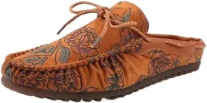 Mens Loafers Shoe Floral Vegan Leather Half Moccasins Shoes Lightweight Comfortable Flexible Fashion Outdoor Slip-on