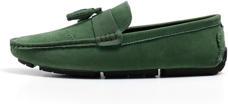 Mens Loafers Shoe Nubuck Leather Tassel Penny Driving Loafers Flexible Flat Heel Resistant Wedding Slip On