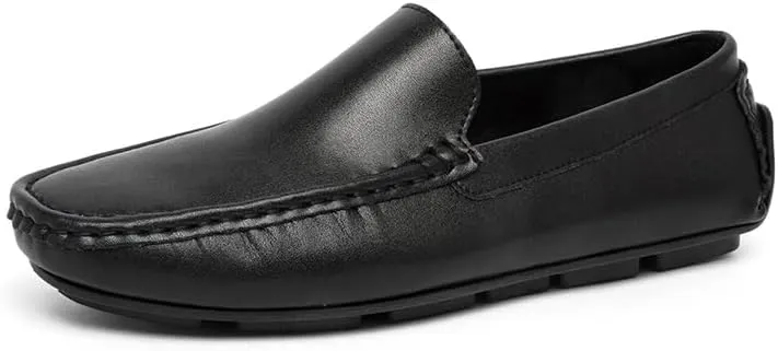 Mens Loafers Shoe Solid Color Round Toe PU Leather Driving Loafers Anti-Slip Slip Resistant Flexible Prom Walking Slip-ons