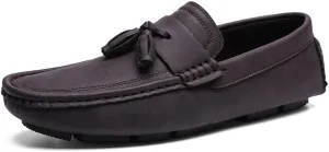 Mens Loafers Shoe Square Toe PU Leather Driving Penny Loafers with Tassel Resistant Comfortable Flexible Prom Slip On