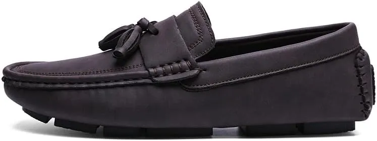 Mens Loafers Shoe Square Toe PU Leather Driving Penny Loafers with Tassel Resistant Comfortable Flexible Prom Slip On