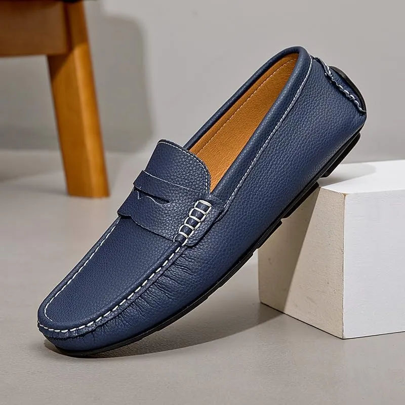 Men's Loafers Shoes Round Toe Nubuck Leather Penny Driving Loafers Flat Heel Comfortable Flexible Walking Wedding Slip On