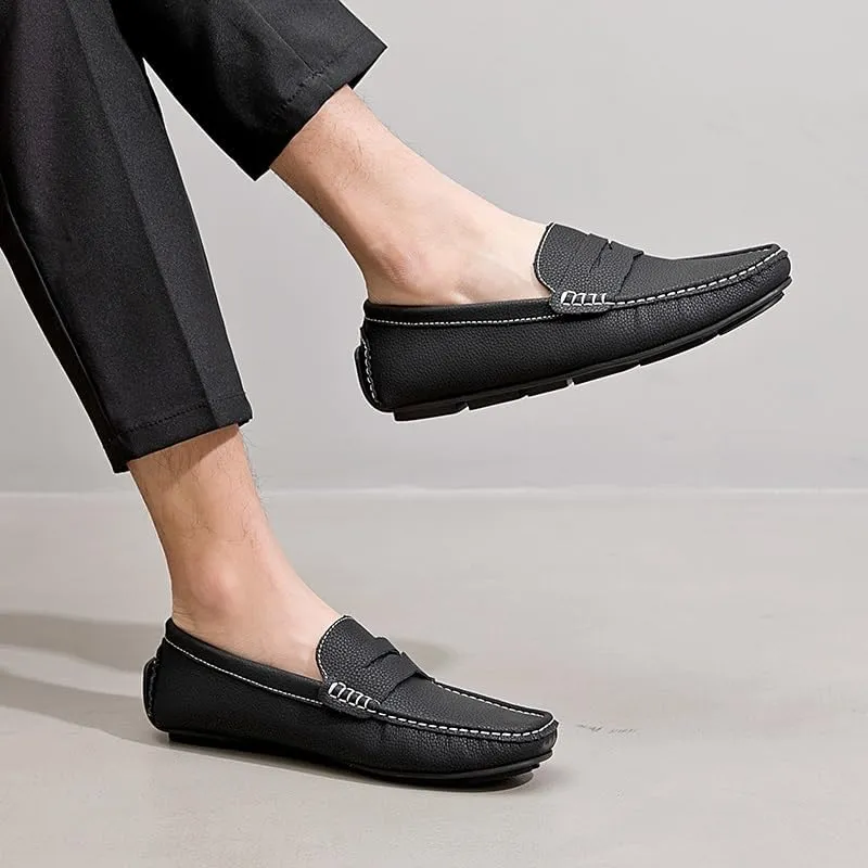 Men's Loafers Shoes Round Toe Nubuck Leather Penny Driving Loafers Slip Resistant Comfortable Flat Heel Classic Slip-on