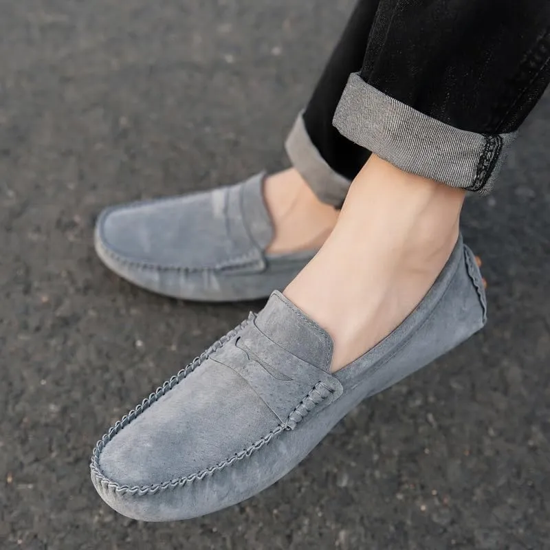 Men's Loafers Shoes Round Toe Suede Penny Driving Loafers Comfortable Flat Heel Lightweight Walking Slip-on