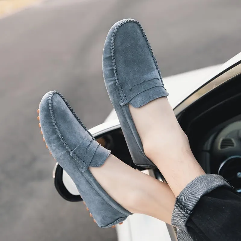 Men's Loafers Shoes Round Toe Suede Penny Driving Loafers Comfortable Flat Heel Lightweight Walking Slip-on