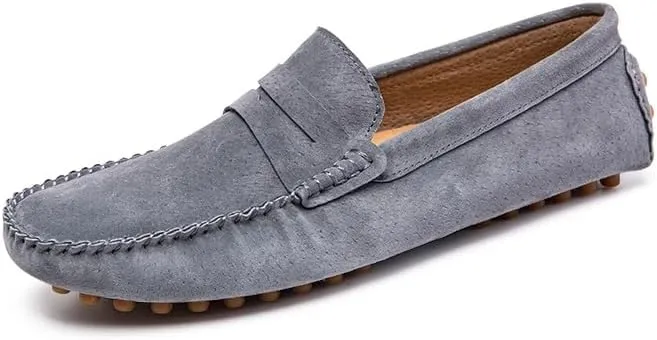 Men's Loafers Shoes Round Toe Suede Penny Driving Loafers Comfortable Flat Heel Lightweight Walking Slip-on