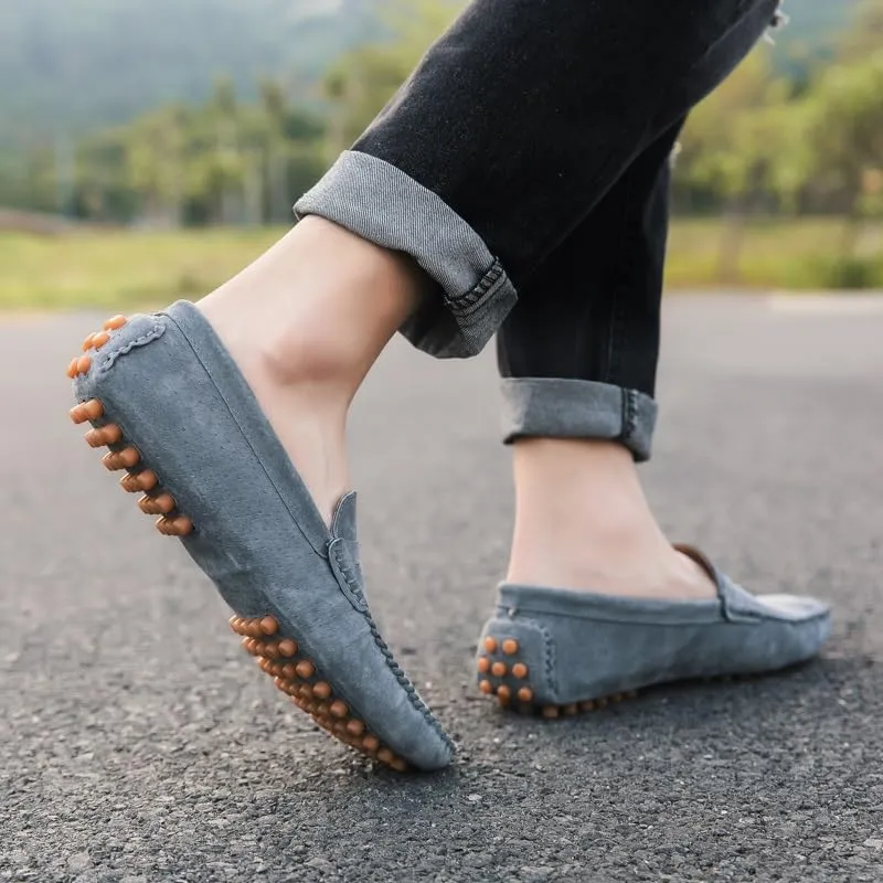 Men's Loafers Shoes Round Toe Suede Penny Driving Loafers Comfortable Flat Heel Lightweight Walking Slip-on