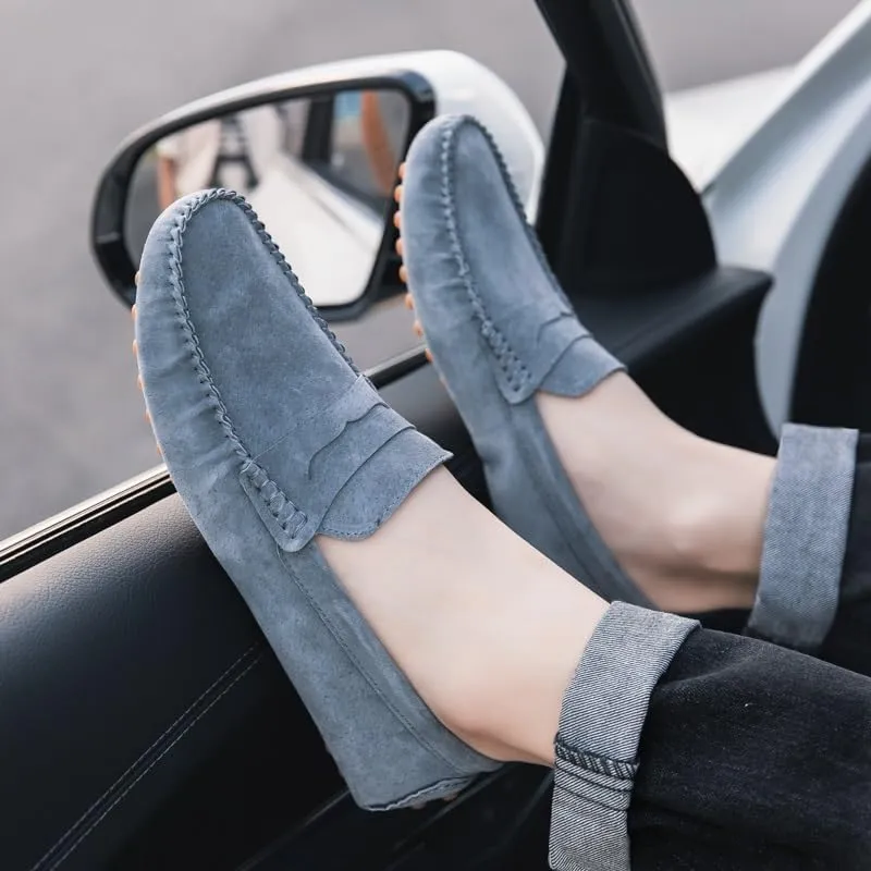 Men's Loafers Shoes Round Toe Suede Penny Driving Loafers Comfortable Flat Heel Lightweight Walking Slip-on