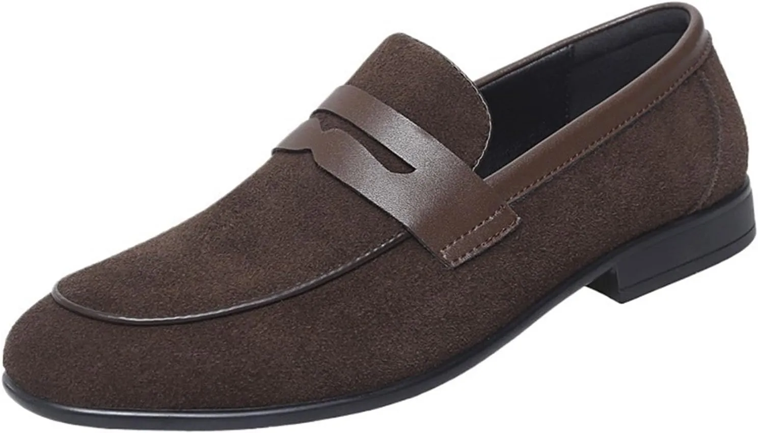 Men's Loafers Shoes Round Toe Suede Vamp Apron Toe Penny Loafers Slip Resistant Flexible Lightweight Classic Slip-on