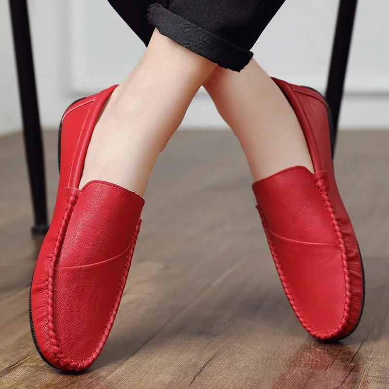 Men's Loafers Shoes Round Toe Vegan Leather Driving Loafers Lightweight Flexible Slip Resistant Outdoor Party Slip-on