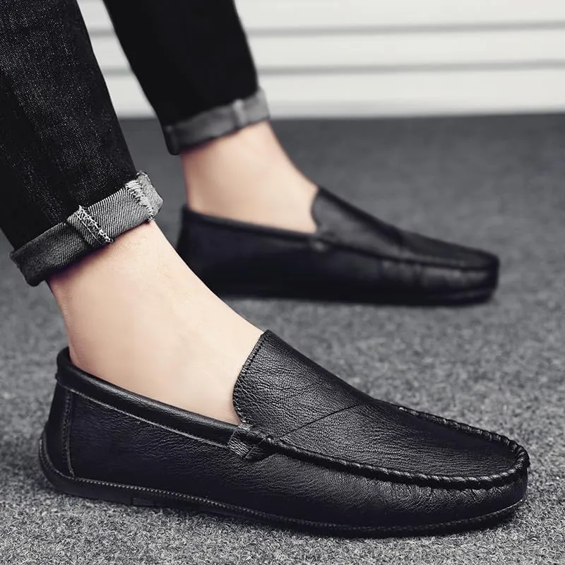 Men's Loafers Shoes Round Toe Vegan Leather Driving Loafers Lightweight Flexible Slip Resistant Outdoor Party Slip-on