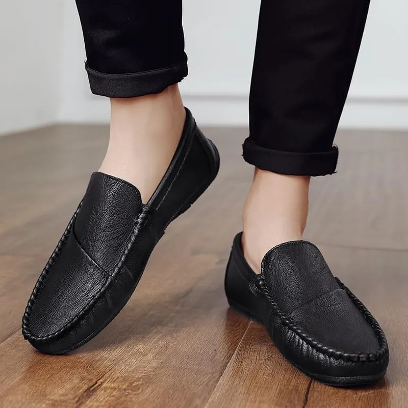 Men's Loafers Shoes Round Toe Vegan Leather Driving Loafers Lightweight Flexible Slip Resistant Outdoor Party Slip-on