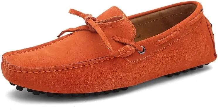 Men's Loafers Shoes Square Toe Nubuck Leather Moccasins Driving Loafers Flexible Anti-Slip Lightweight Wedding Party Slip On