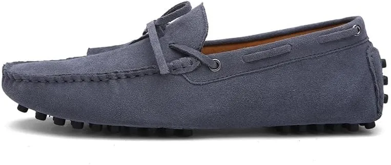 Men's Loafers Shoes Square Toe Nubuck Leather Moccasins Driving Loafers Flexible Anti-Slip Lightweight Wedding Party Slip On