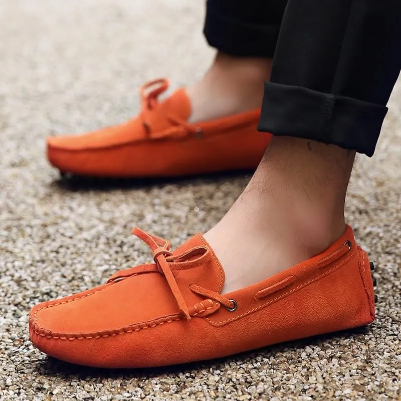 Men's Loafers Shoes Square Toe Nubuck Leather Moccasins Driving Loafers Flexible Anti-Slip Lightweight Wedding Party Slip On