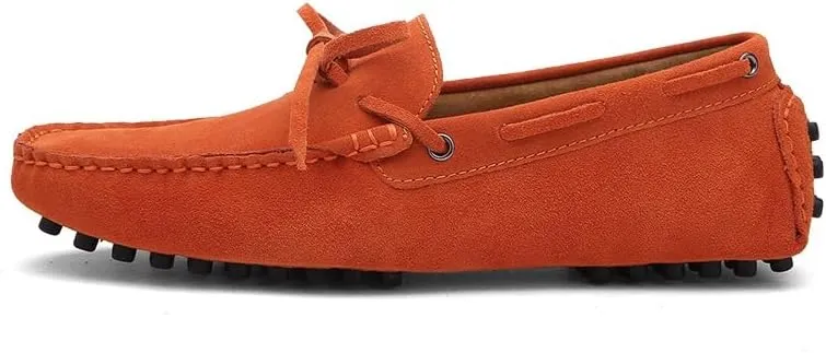 Men's Loafers Shoes Square Toe Nubuck Leather Moccasins Driving Loafers Flexible Anti-Slip Lightweight Wedding Party Slip On