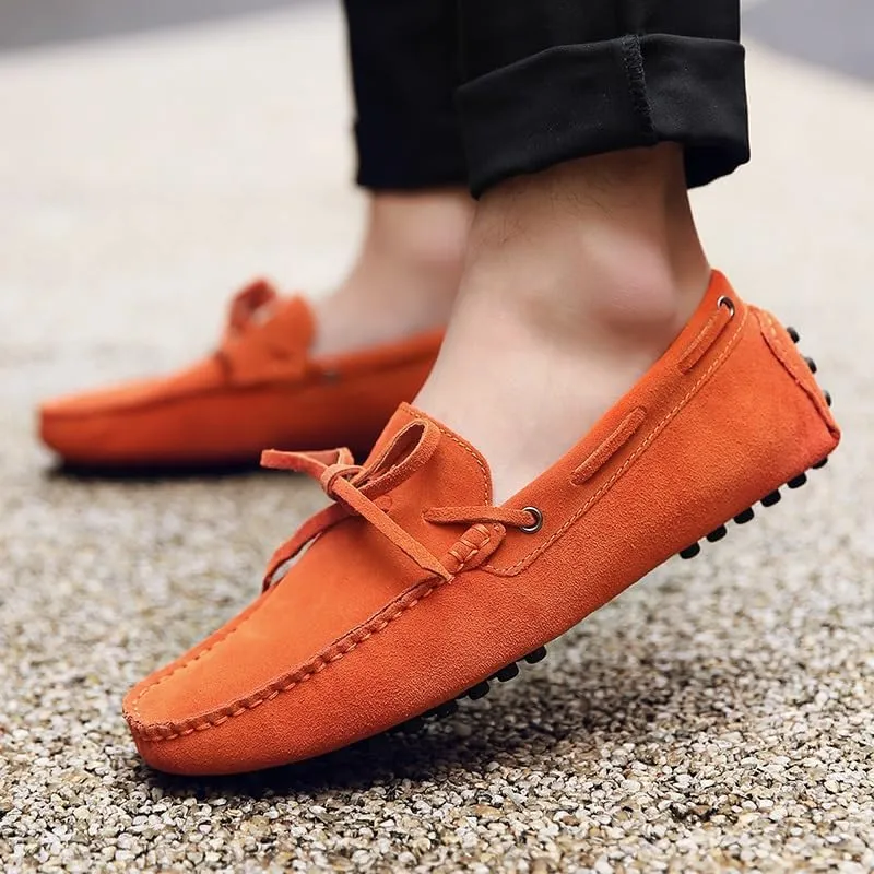 Men's Loafers Shoes Square Toe Nubuck Leather Moccasins Driving Loafers Flexible Anti-Slip Lightweight Wedding Party Slip On