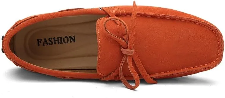 Men's Loafers Shoes Square Toe Nubuck Leather Moccasins Driving Loafers Flexible Anti-Slip Lightweight Wedding Party Slip On