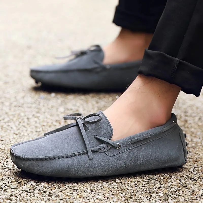 Men's Loafers Shoes Square Toe Nubuck Leather Moccasins Driving Loafers Flexible Anti-Slip Lightweight Wedding Party Slip On