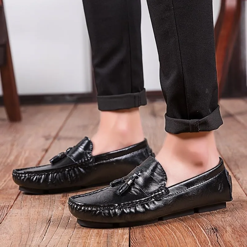 Men's Loafers Shoes Square Toe with Tassel Moccasins Driving Loafers Comfortable Flexible Lightweight Prom Slip On