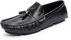 Men's Loafers Shoes Square Toe with Tassel Moccasins Driving Loafers Comfortable Flexible Lightweight Prom Slip On