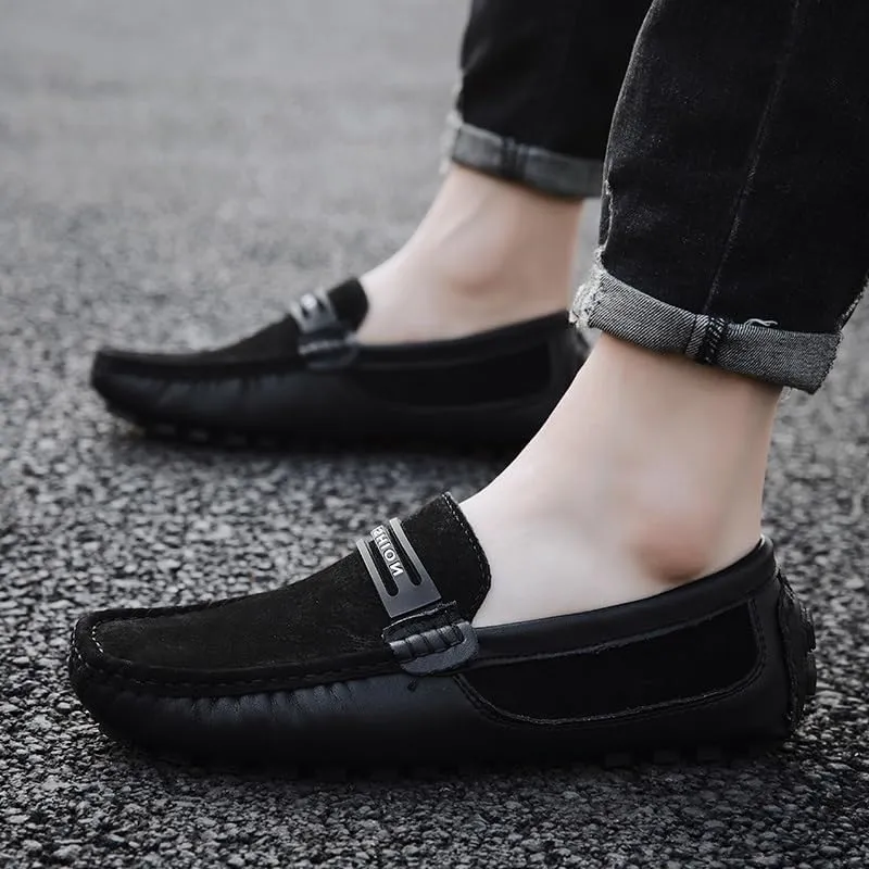 Men's Loafers Shoes Suede Vamp Penny Moccasins Driving Style Loafer Comfortable Flat Heel Flexible Fashion Casual Slip On