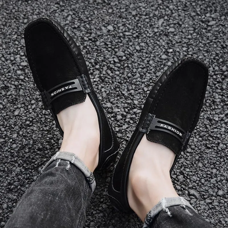 Men's Loafers Shoes Suede Vamp Penny Moccasins Driving Style Loafer Comfortable Flat Heel Flexible Fashion Casual Slip On