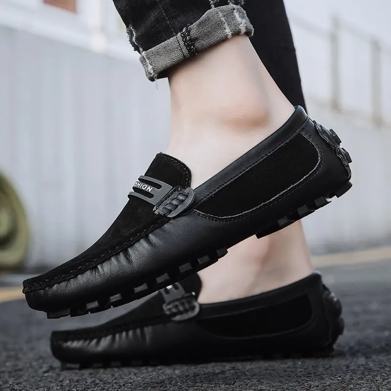 Men's Loafers Shoes Suede Vamp Penny Moccasins Driving Style Loafer Comfortable Flat Heel Flexible Fashion Casual Slip On